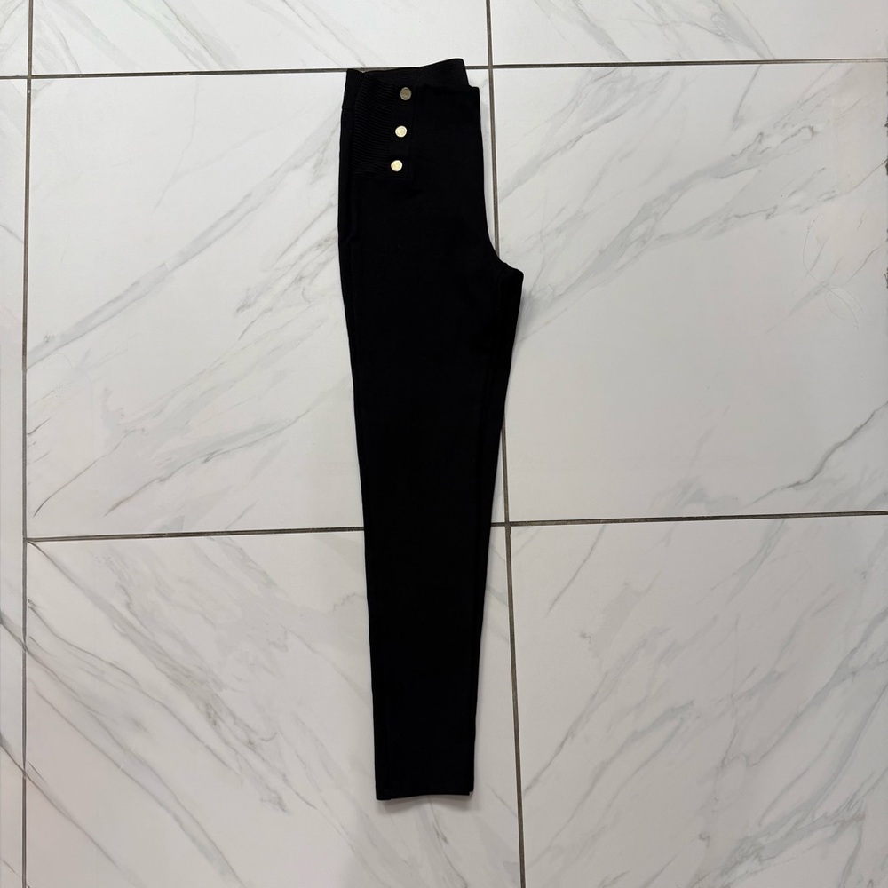 Zara black and gold button high waisted leggings Medium